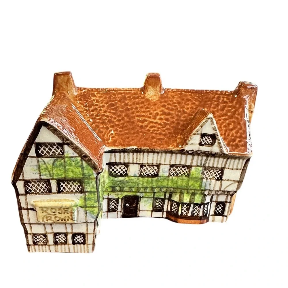 Vintage Rose & Crown Pub Suffolk Cottage Around The Corner Hand Painted Ceramic